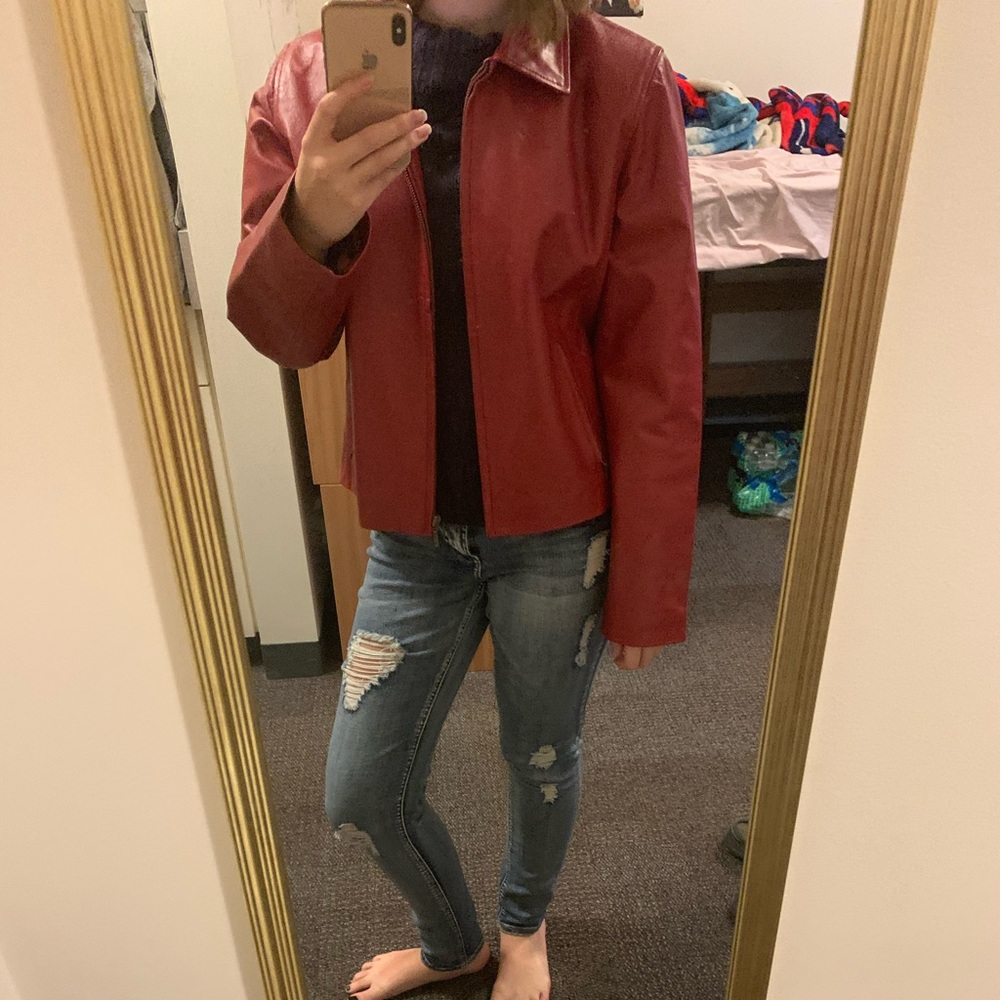 100% Authentic Red Leather Jacket